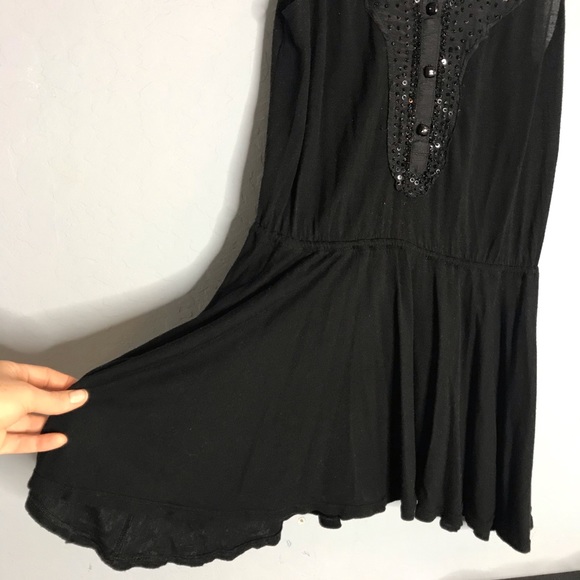 Free People Black Mini Dress xs Sequin Tunic - Picture 5 of 8